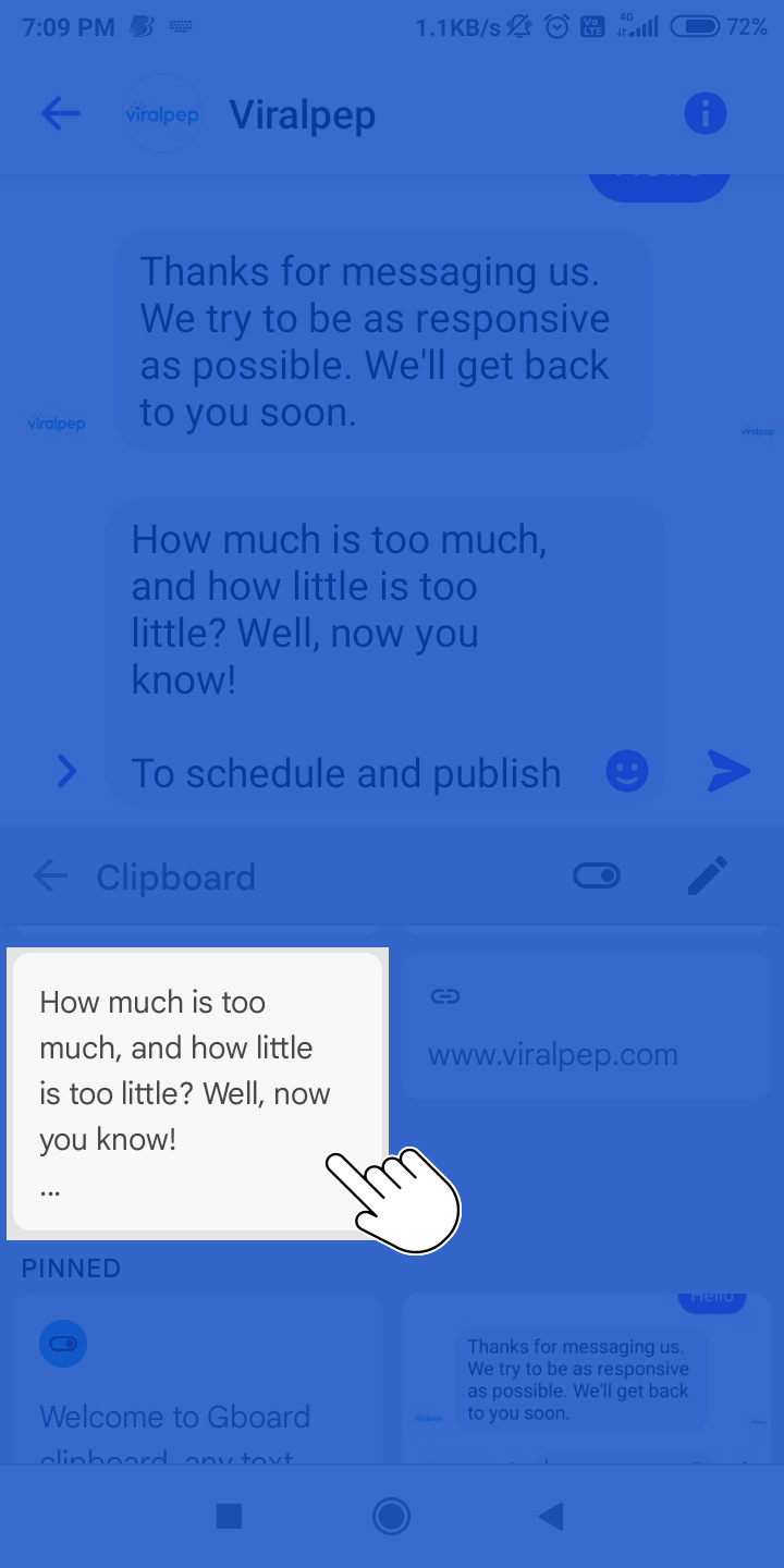 click on desired text from clipboard