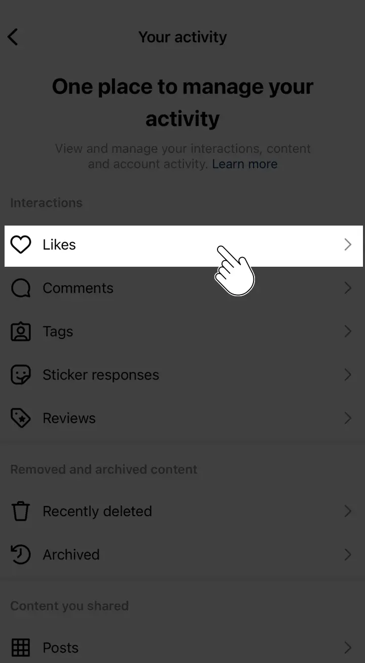 Click on likes option in instagram in Iphone