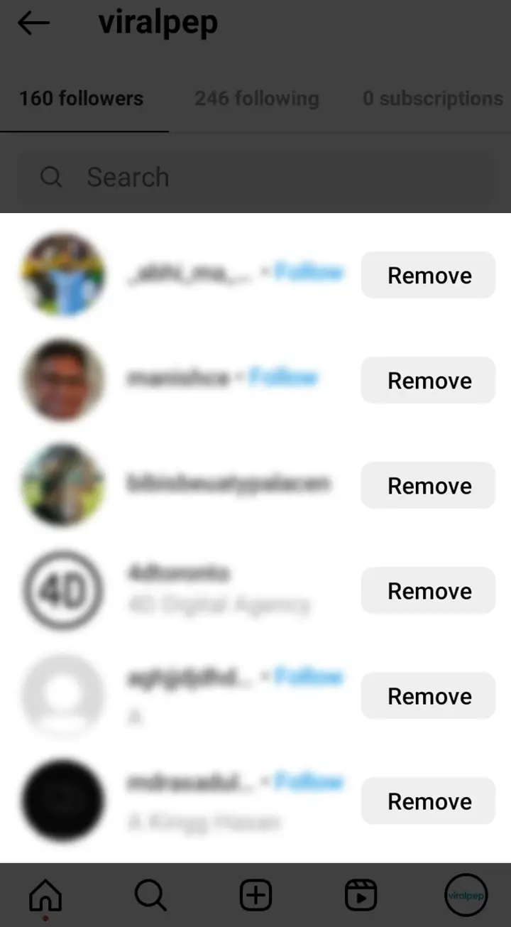 List of followers in instagram in Android