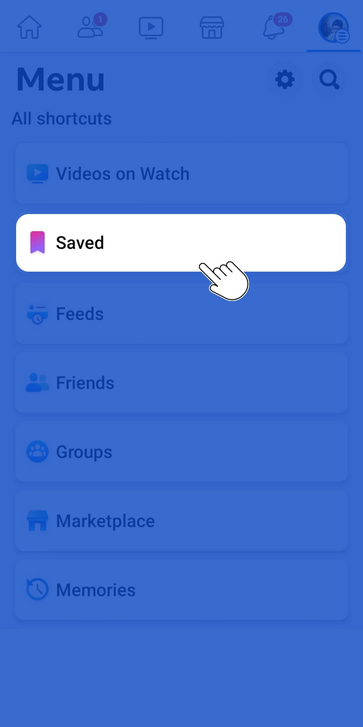 Saved Option in android phone facebook app