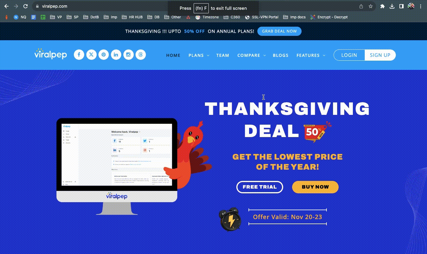 Viralpep's Thanksgiving discounts
